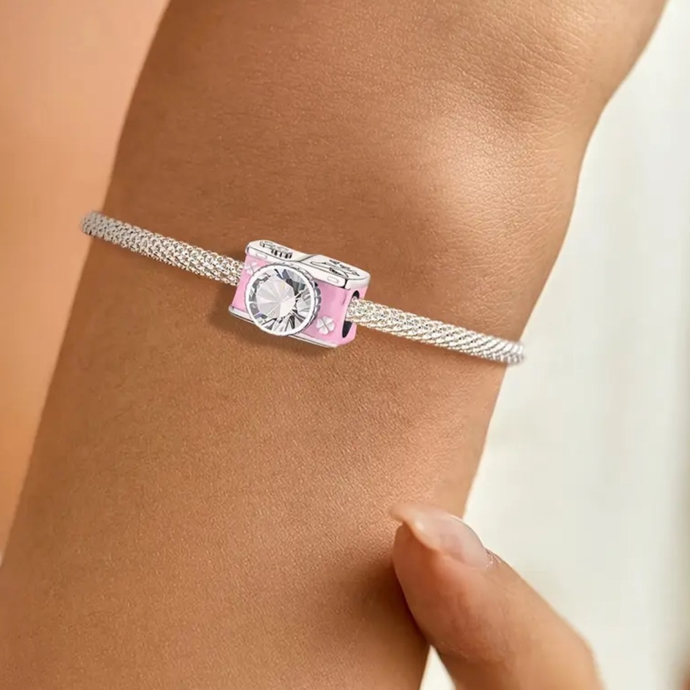 Pink and Sterling Silver Camera Charm - Picture 4 of 4
